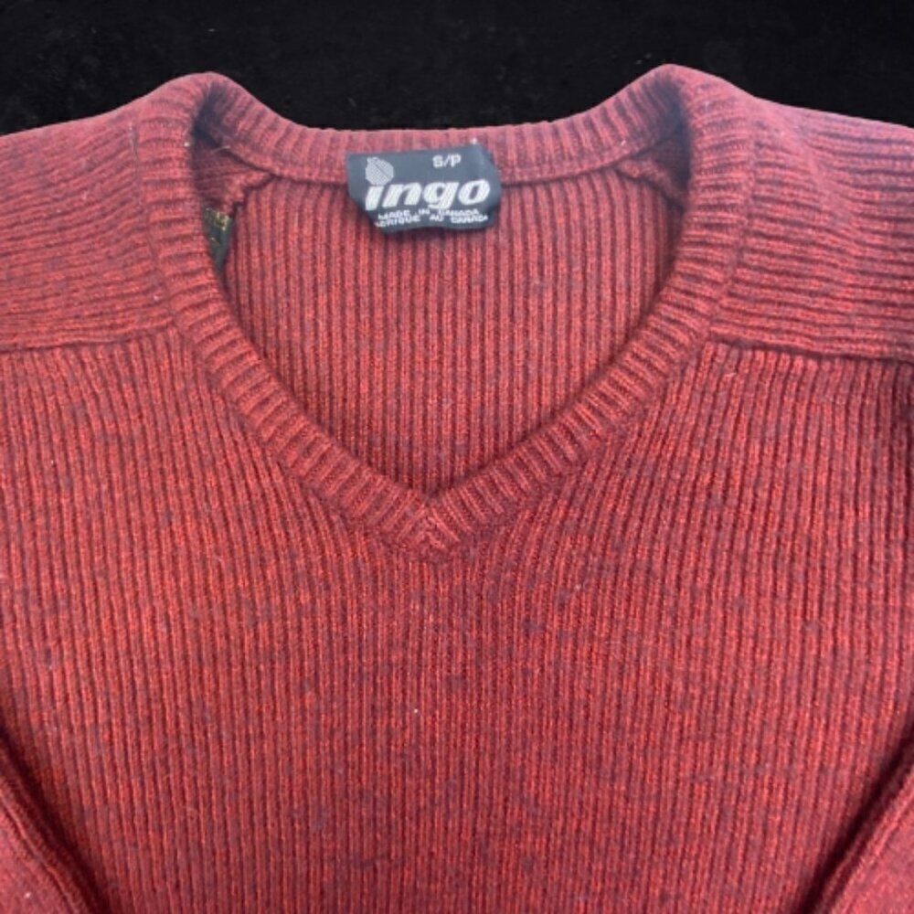 Vintage Ingo Sweater Wool Blend Classic V-Neck Long Sleeves Maroon Men’s Small - Picture 2 of 12